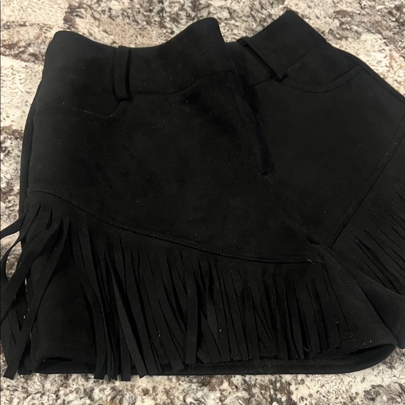 Crazy Train Any Fringe of Mine Black Suede Sparkle Shorts - Brand New Large - Picture 4 of 8